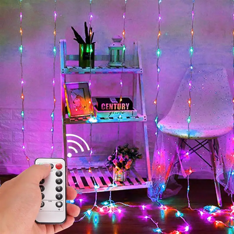 colorful USB 8 режимов 300 светодиодный Сосулька Светодиодный занавес гирлянда огни Рождественские сказочные огни для свадьбы садовая гирлянда Новогоднее украшение окна - Испускаемый цвет: colorful