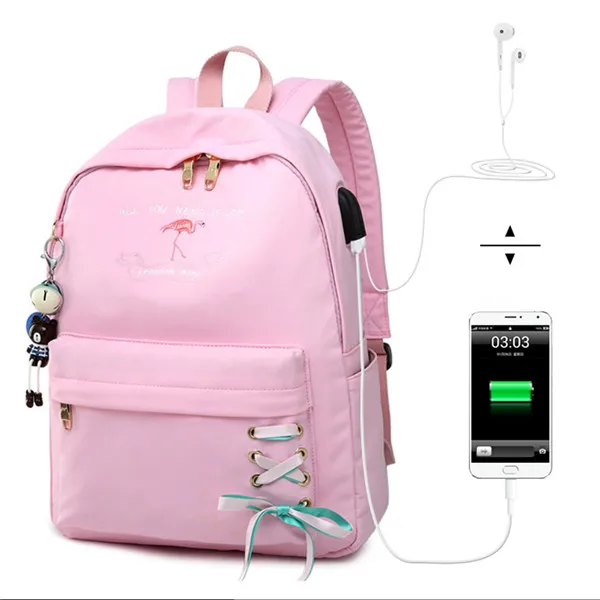 Tourya, женский рюкзак с защитой от кражи, USB зарядка, наушники, школьные сумки для девочек, рюкзак для ноутбука, рюкзак для путешествий, рюкзак для книг, Mochila - Цвет: pink
