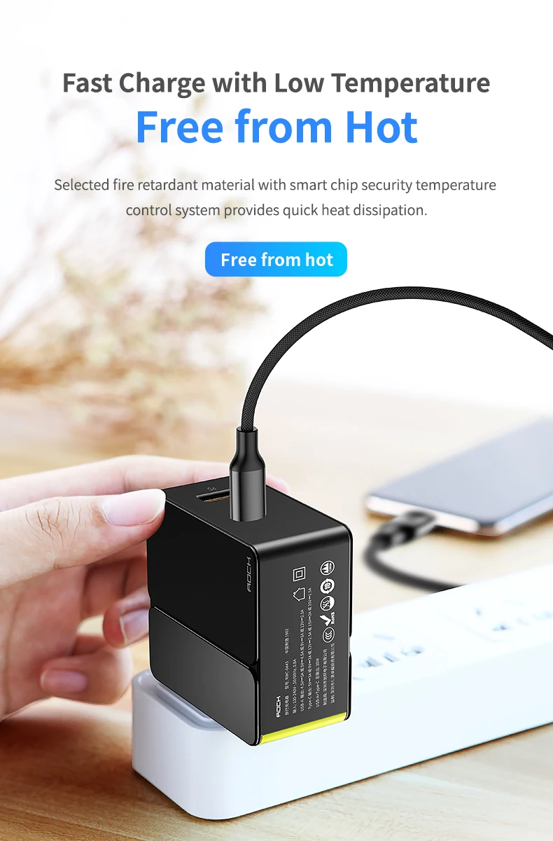 Rock 2 USB зарядное устройство Универсальный Быстрый QC3.0 PD зарядное устройство дорожный адаптер 3,6-6V3A 6,1-9V2A 5V4A ЕС Разъем для iPhone samsung Xiaomi
