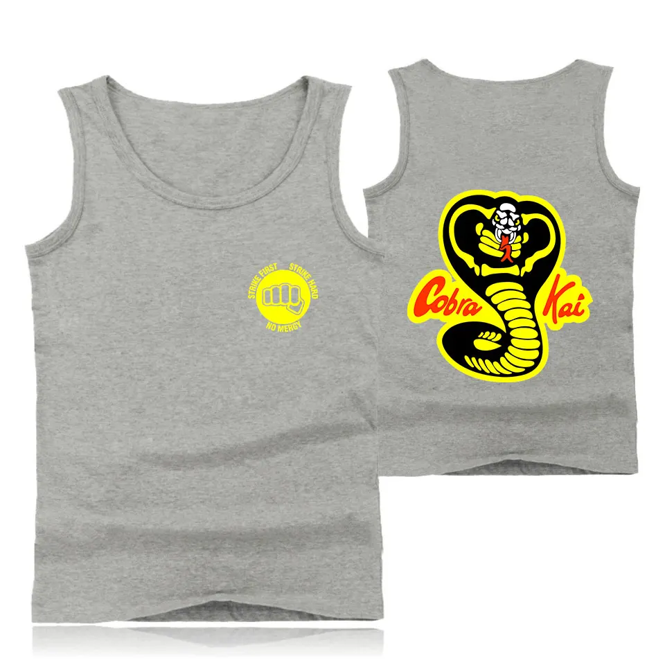 Cobra Kai безрукавки для мужчин/женщин с надписью аниме летние рубашки без рукавов Cobra Kai тренировки Подходят Хлопок Танк Повседневный Топ с принтом жилет