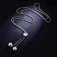 shineland 90cm long trendy chain shell pearl ball pendant necklaces for women jewelry party wedding accessories