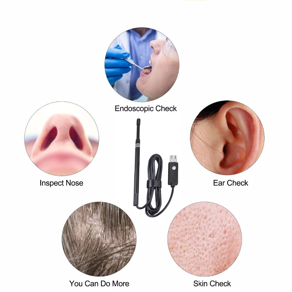 5.5mm WIFI Wireless Ear Health Care Inspection Otoscope Camera for iPhone PC Visual Earwax Pick Nose Throat | Безопасность и