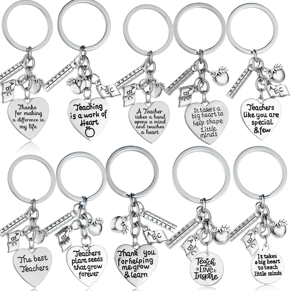 Apple линейка ABC книга любовь подвеска в форме сердца брелок для преподавателя