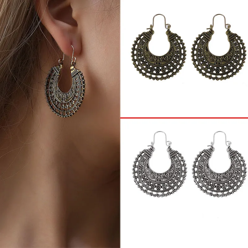 Этнические Винтажные серьги для женщин большие богемные серьги-подвески