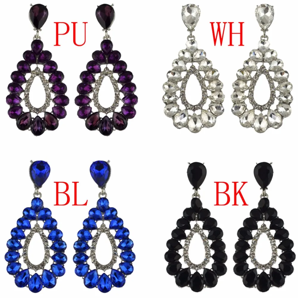 Женские серьги-подвески с кристаллами длинные висячие серьги большим кристаллом