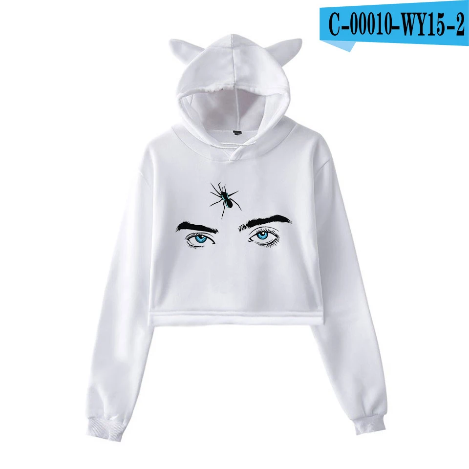 WY15-2 FADUN Tommee Billie Eilish модный тренд сала короткий кошачий Топ женские летние толстовки с капюшоном толстовка сексуальная Горячая Kpop Harajuku размера плюс - Цвет: WY15-2