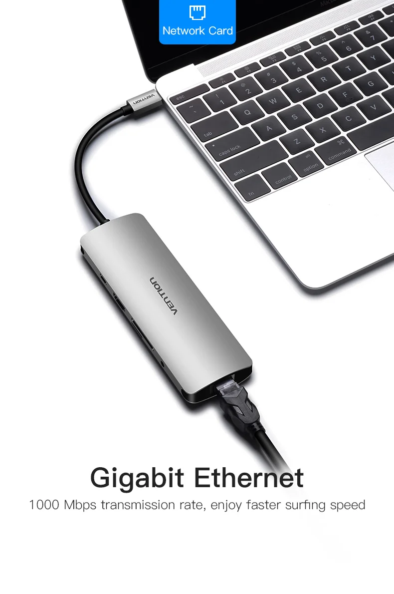 Vention USB-C концентратора Тип C концентратор USB 3,0 Thunderbolt 3 HDMI 3,5 мм аудио RJ45 адаптер для MacBook Pro samsung Galaxy S9 USB C концентратора