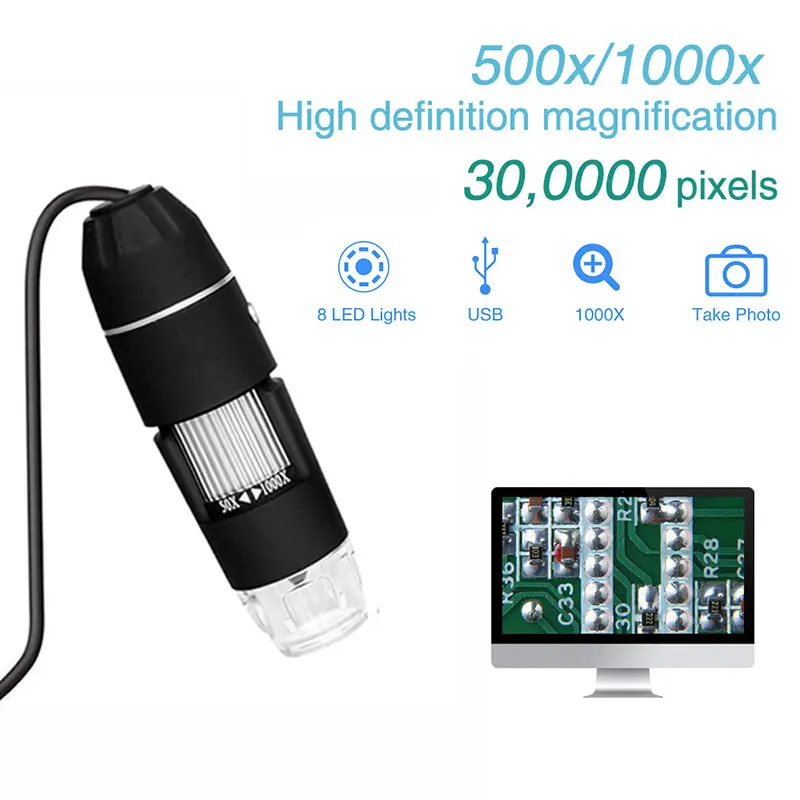 Digital Microscope Endoscope Durable Black ABS Photos Real-Time Video Inspection Camera Computers | Инструменты