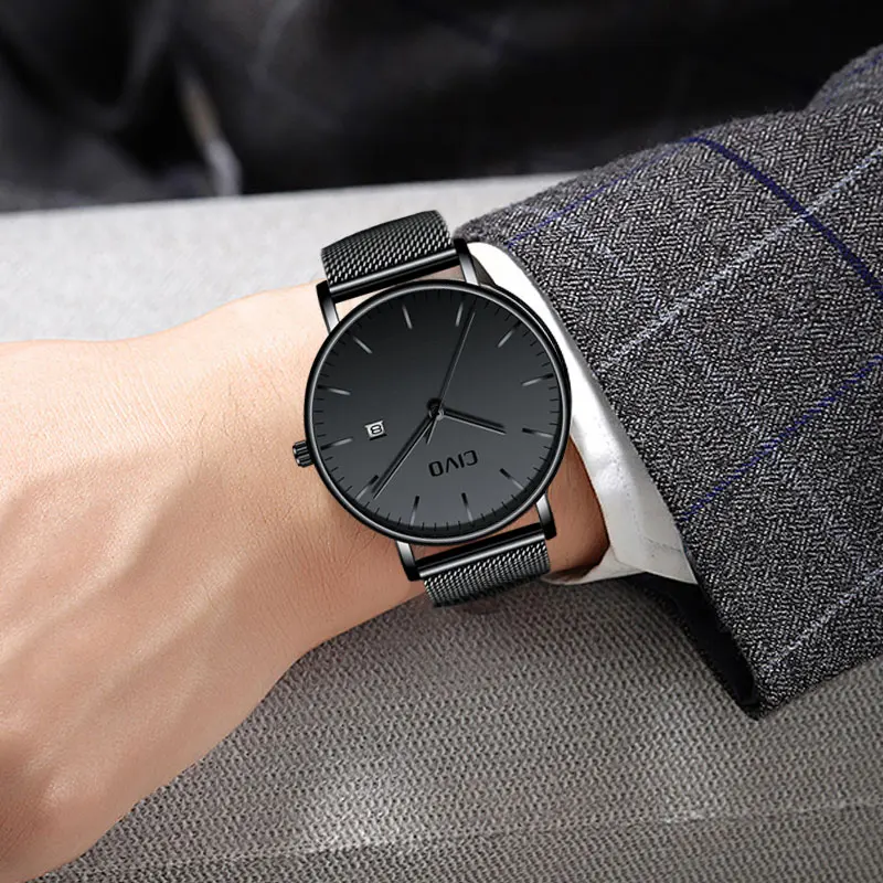 Men Watches CIVO Top Brand Luxury Waterproof Watch Ultra Thin Date Clock Male Steel Mesh Strap Businesss Casual Quartz | Наручные часы
