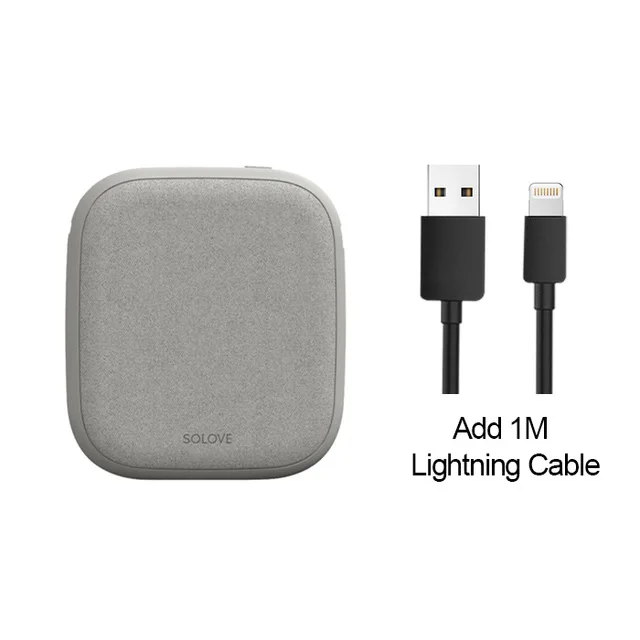 Gray add lightning SOLOVE 10000 мАч, беспроводной внешний аккумулятор, QI зарядное устройство, двойной USB 10000 мАч, быстрая зарядка, внешний аккумулятор для iPhone samsung F2 - Цвет: Gray add lightning