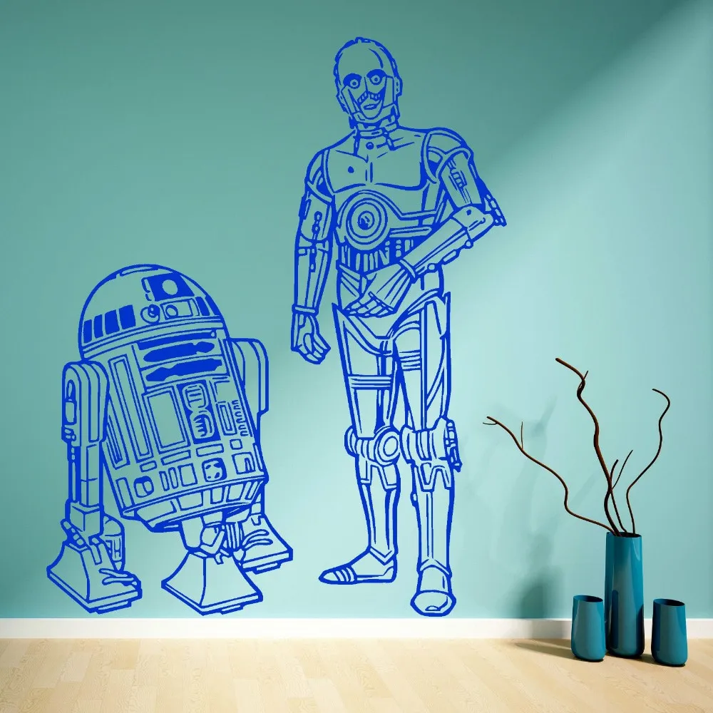 Звездные войны R2D2 и C3PO DROIDS DUO Съемная виниловая настенная художественная