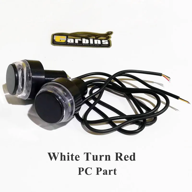 PC White Turn Red CARBINS светодиодный 2PC мотоциклов светильник светодиодный поворотник светильник цвет: желтый, белый красный руль светодиодный заглушка для рукоятки Авто Боковой габаритный фонарь - Цвет: PC White Turn Red