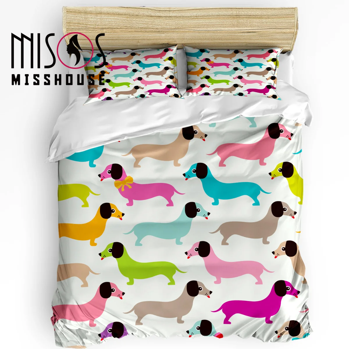 Комплект постельных принадлежностей с рисунком таксы собачки домашний текстиль