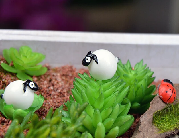 2 шт./лот фигурки овец декоративные мини Фея Сад Животные Статуя jardin миниатюрный