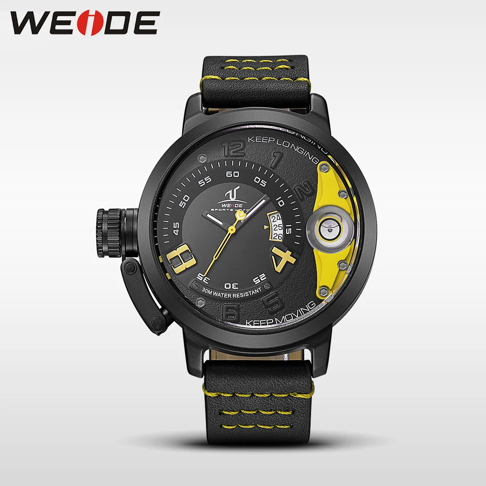 WEIDE Роскошные Мужские кварцевые спортивные наручные часы из натуральной