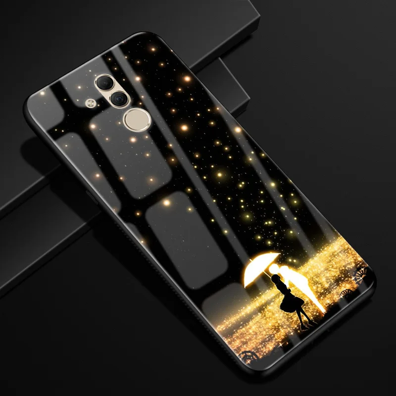 06 Для huawei mate 20 lite чехол Чехол из закаленного стекла для телефона черный ТПУ бампер чехол для huawei mate 20 lite стеклянная крышка mate 20 lite - Цвет: 06
