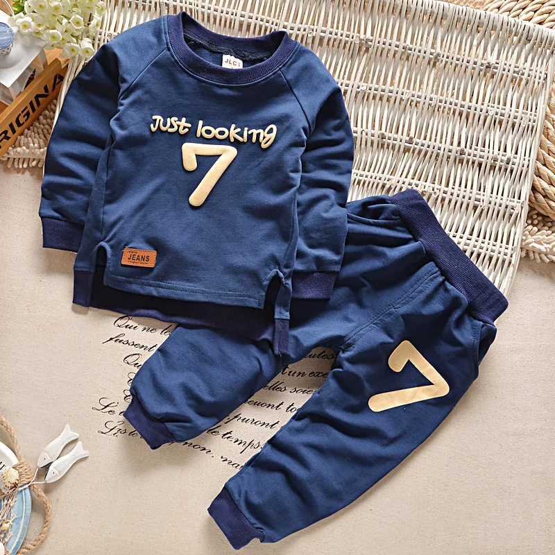 Kids Clothes for Girls Boys Clothing Baby Girl SetsSummer Long Sleeve Sweaters+Pants Letter 7 Children suits 2pc Set |