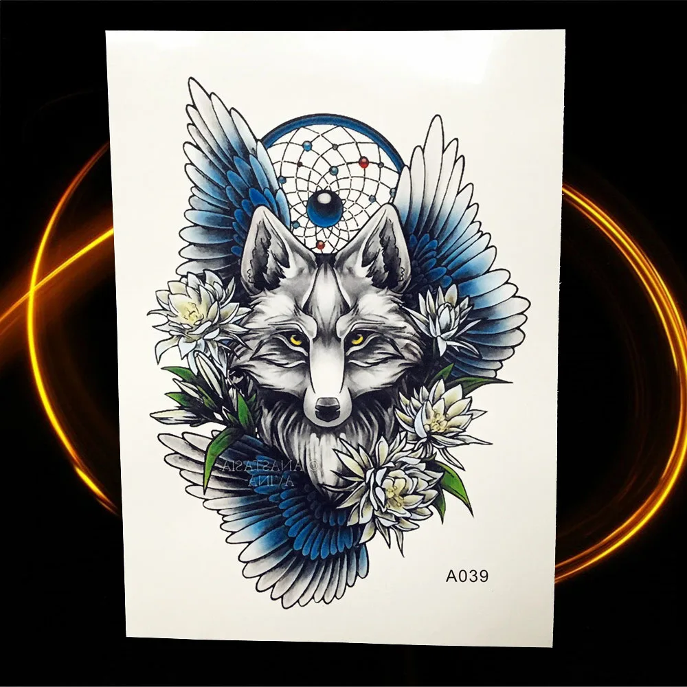 Большой Череп Поддельные вспышки металлик временные татуировки наклейки Дьявол