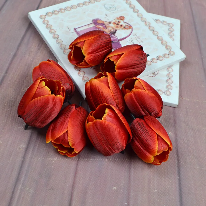 100 шт./лот имитация тюльпанов цветов на голову искусственные украшения цветы