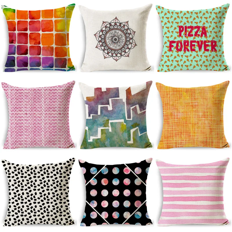 

Pillow Case Nordic Abstract Style Cushion Cover Cotton Linen Painted Lattice Home Decorative Pillow Cover for Sofa Car Cojines