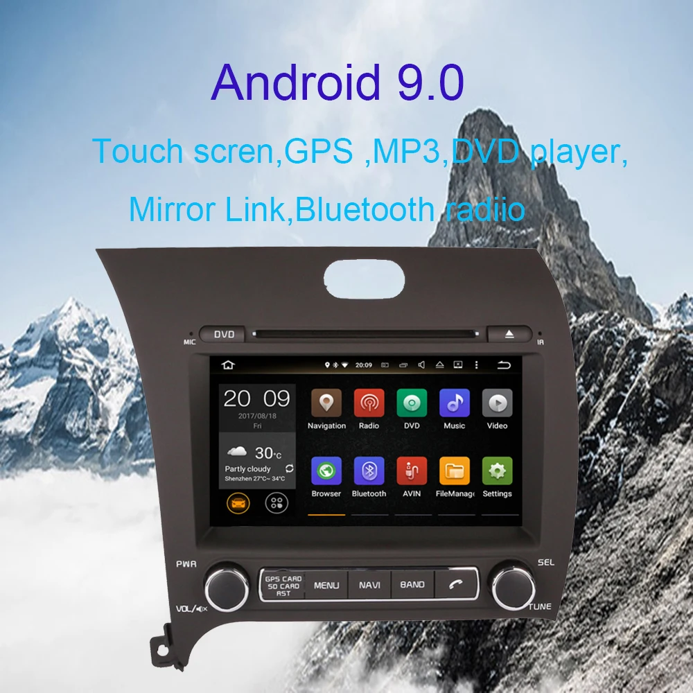 Android 9,0 автомобильный DVD gps для кіа CERATO K3 Форте 2013- головное устройство Радио Видео плеер 3/4G 1024*600 автомобильный стерео Экран радио