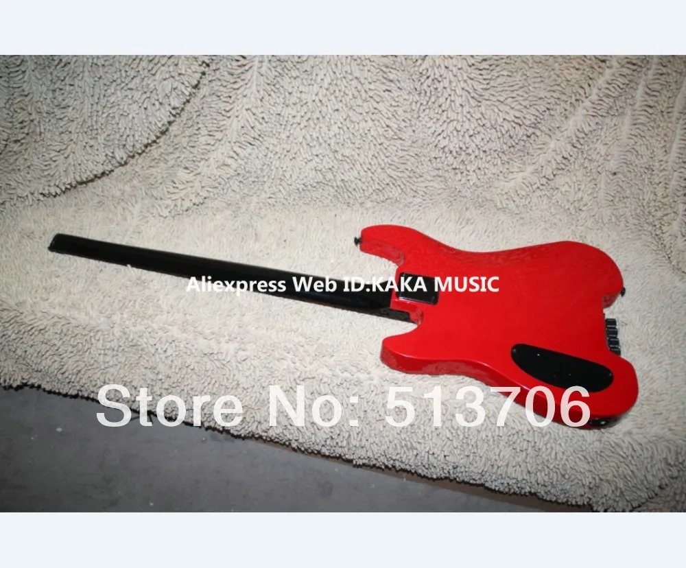 4 Strings пользовательских обезглавленный бас-гитара без головы красный Цвет Высокое качество