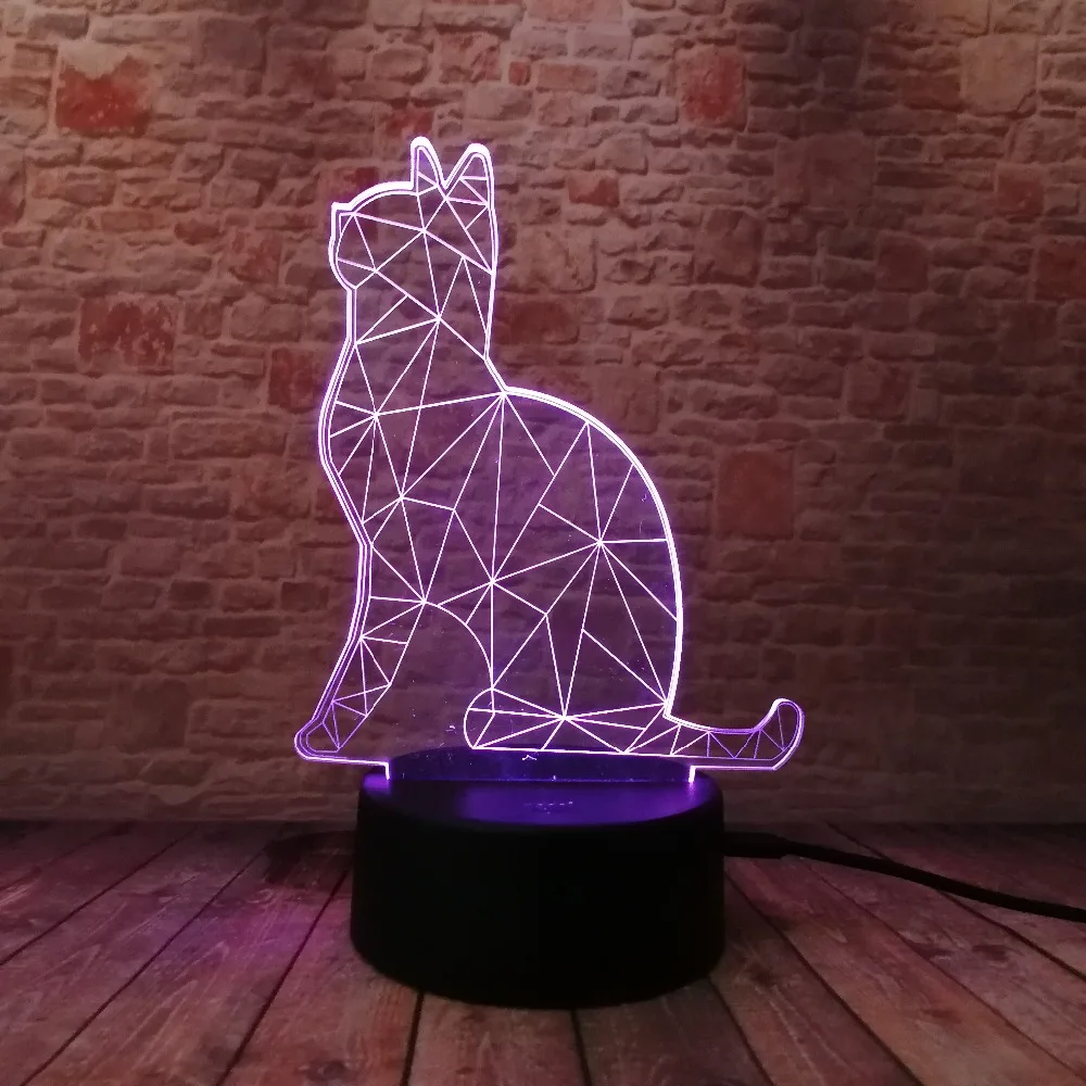 Горячая 3D Benumbed Cat 7 цветов меняющийся светодиодный ночной Светильник Иллюзия