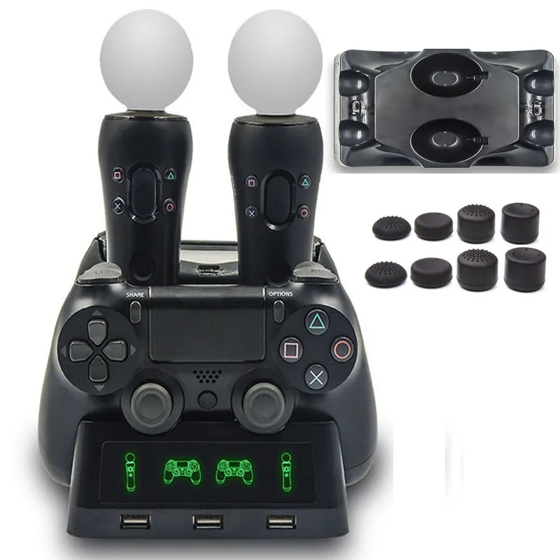 Зарядная Станция для PS Move Motion и PS4 контроллеров Playstation 4 Slim Pro зарядная подставка