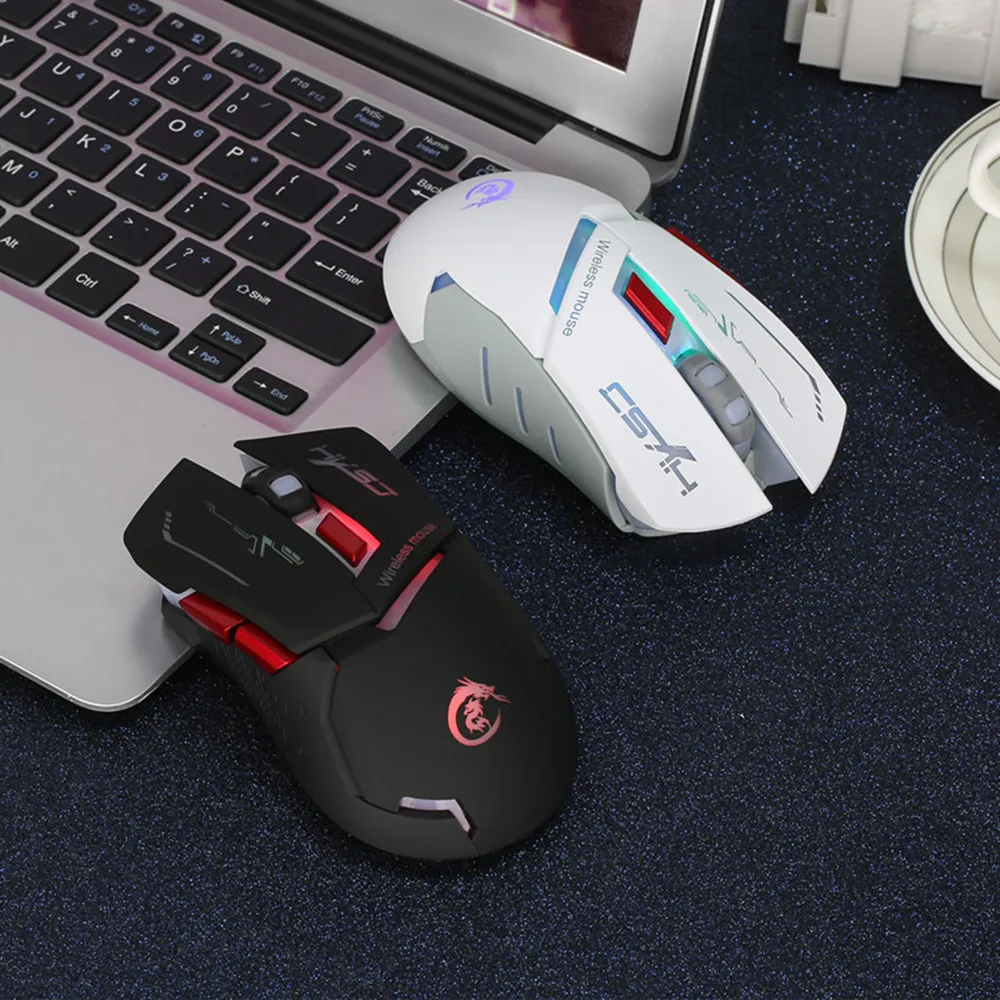 Беспроводной игровой Мышь Mute зарядка через usb Красочный Световой 2400 точек/дюйм геймер портативных ПК компьютерных мышей ZP30