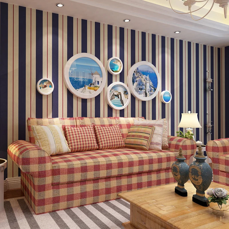 

Pink Blue Striped Wallpaper Bedroom Children Room Background Decoration Wallpaper Roll