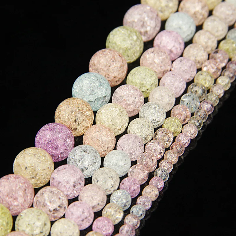 

Natural Color Frizzling Crystal Beads Cracked Quartz Round Bead Spacer Loose Beads Fit For DIY Bracelet Necklace Jewelry Making