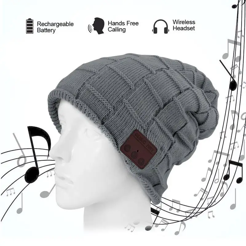 Bluetooth 4,2 унисекс вязаная шапка с беспроводными наушниками Спортивная умная шапка s музыкальная шапка с динамиком микрофоном зимняя теплая шапка гарнитура наушники