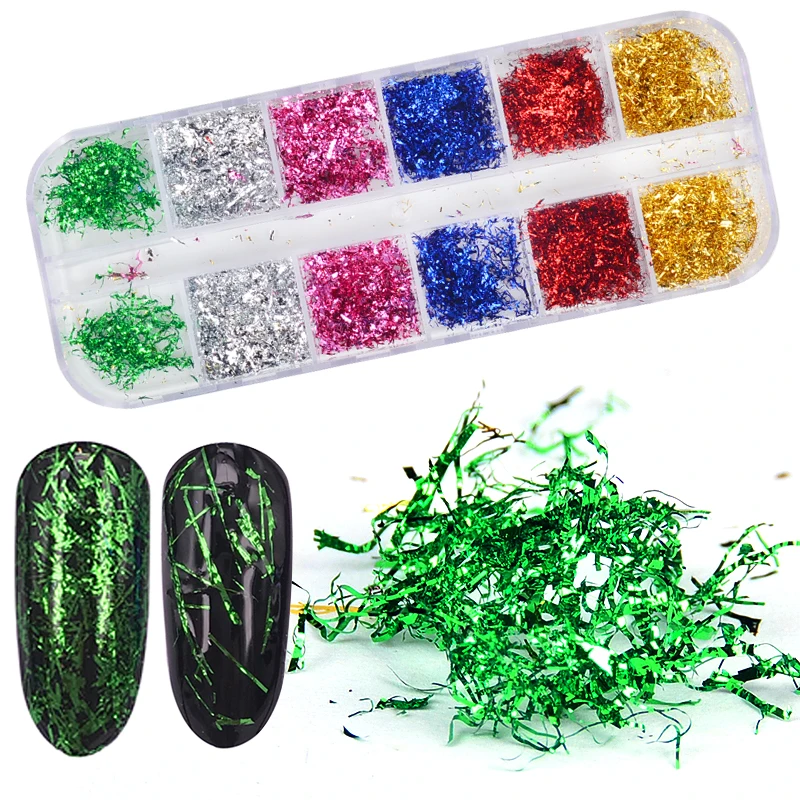 1 коробка хлопья из алюминиевой фольги Волшебная зеркальная пудра Блестящие