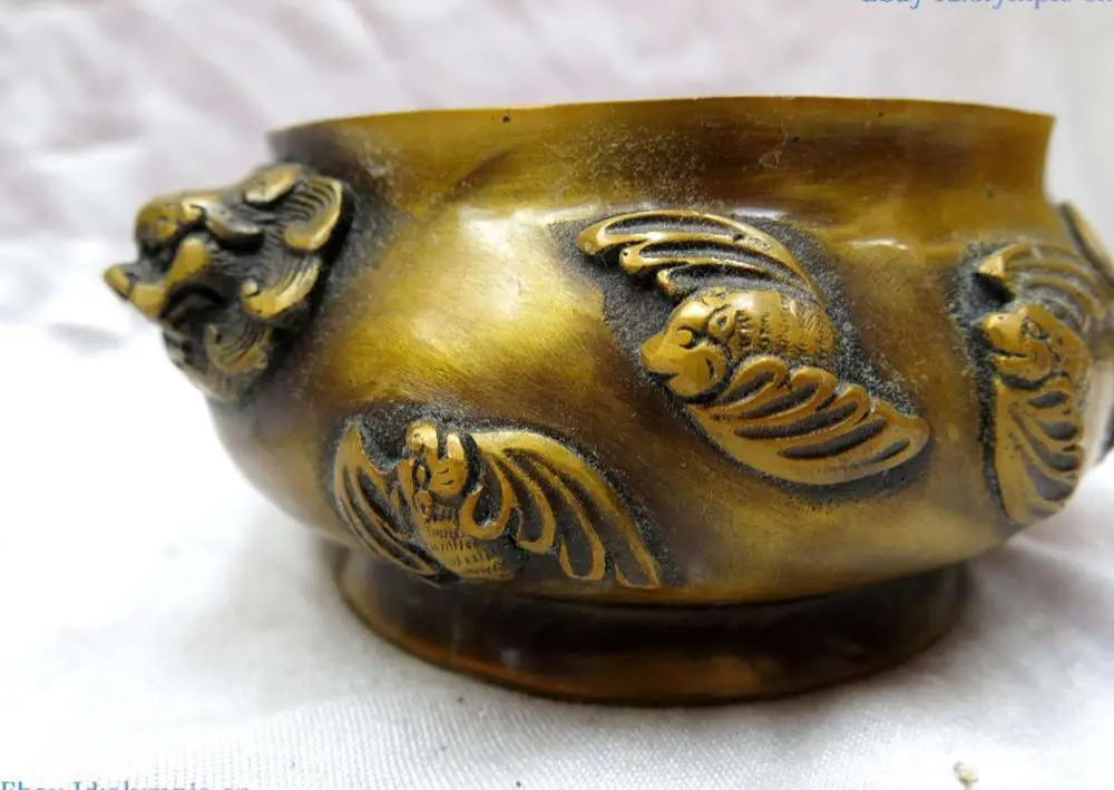 Изящная латунная кадильница из Китая резная медная Тигровая ручная много