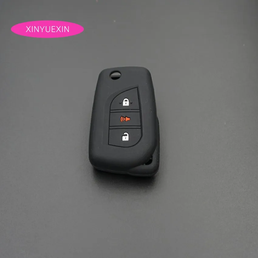 Xinyuexin For Toyota Avensis Corolla Prius Camry Vitz 3 Buttons Silicone Car Key Case Fob Cover FLip Remote Styling | Автомобили и
