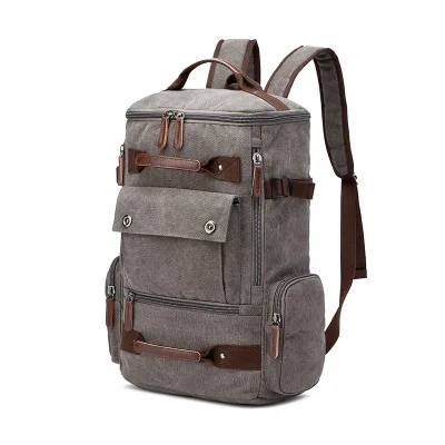 Холщовый Рюкзак мужские однотонные дорожные сумки Mochila Masculina Bolsa материал школьной сумки Escolar ноутбук рюкзаки рюкзак - Цвет: Серый