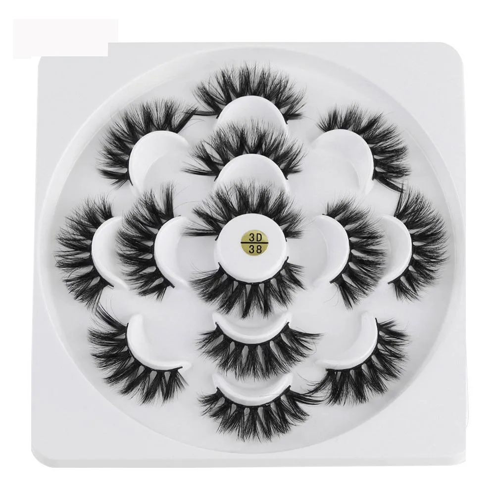 13mm-3D-38 7 Pairs 3D Mink Hair False Eyelashes 25mm Lashes Thick Long Wispy Fluffy Handmade Cruelty-free Mink Eyelash Makeup Tools maquiag - Цвет: 13mm-3D-38