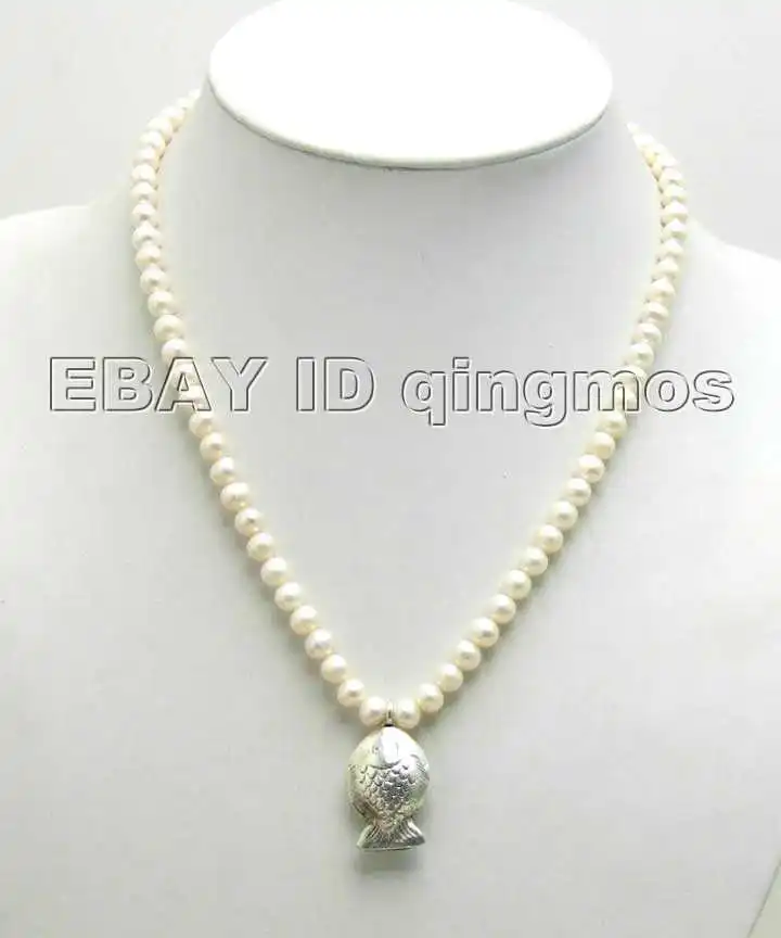 Ожерелье из искусственного жемчуга с тибетским серебром 6 7 мм|necklace with|necklace