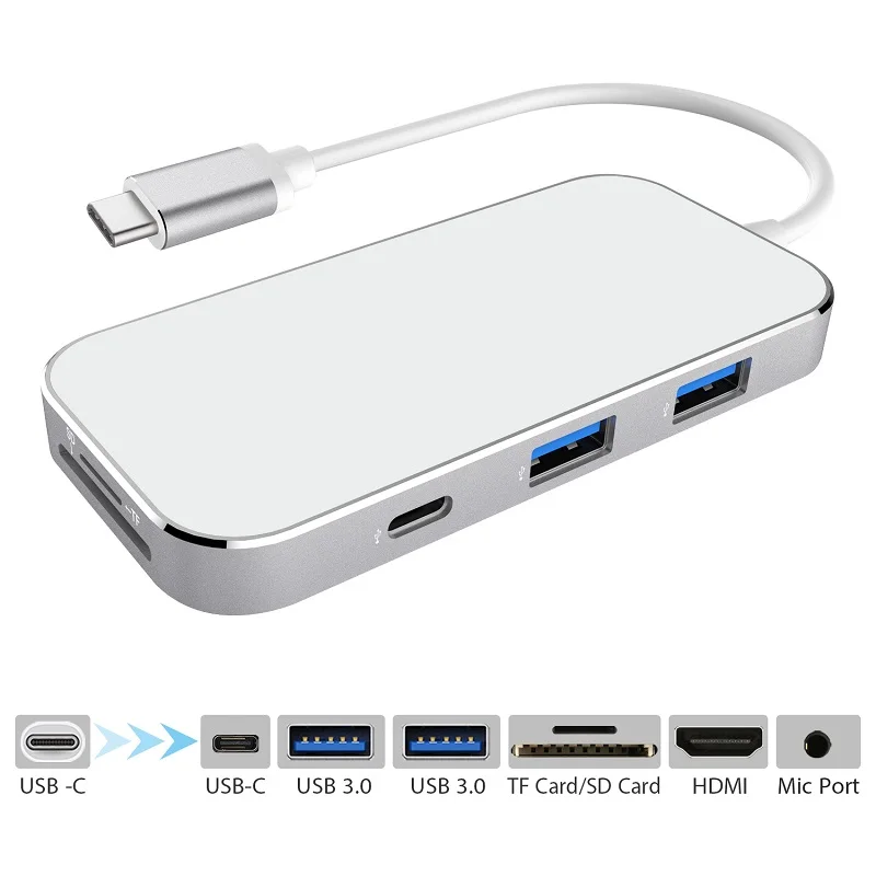 USB концентратор C PD зарядка HDMI 3 0 кардридер 5 мм аудио адаптер для Macbook Samsung S9/S8