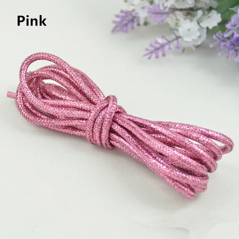 Pink Блестящие золотые и серебряные яркие круглые шнурки 15 цветов 113 см кроссовки спортивная обувь шнурки - Цвет: Pink
