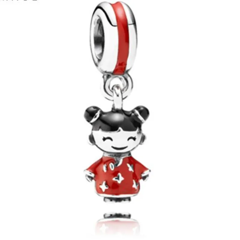 5 шт. Красная эмаль китайская девочка Счастливая кукла шармы Сделай Сам большие