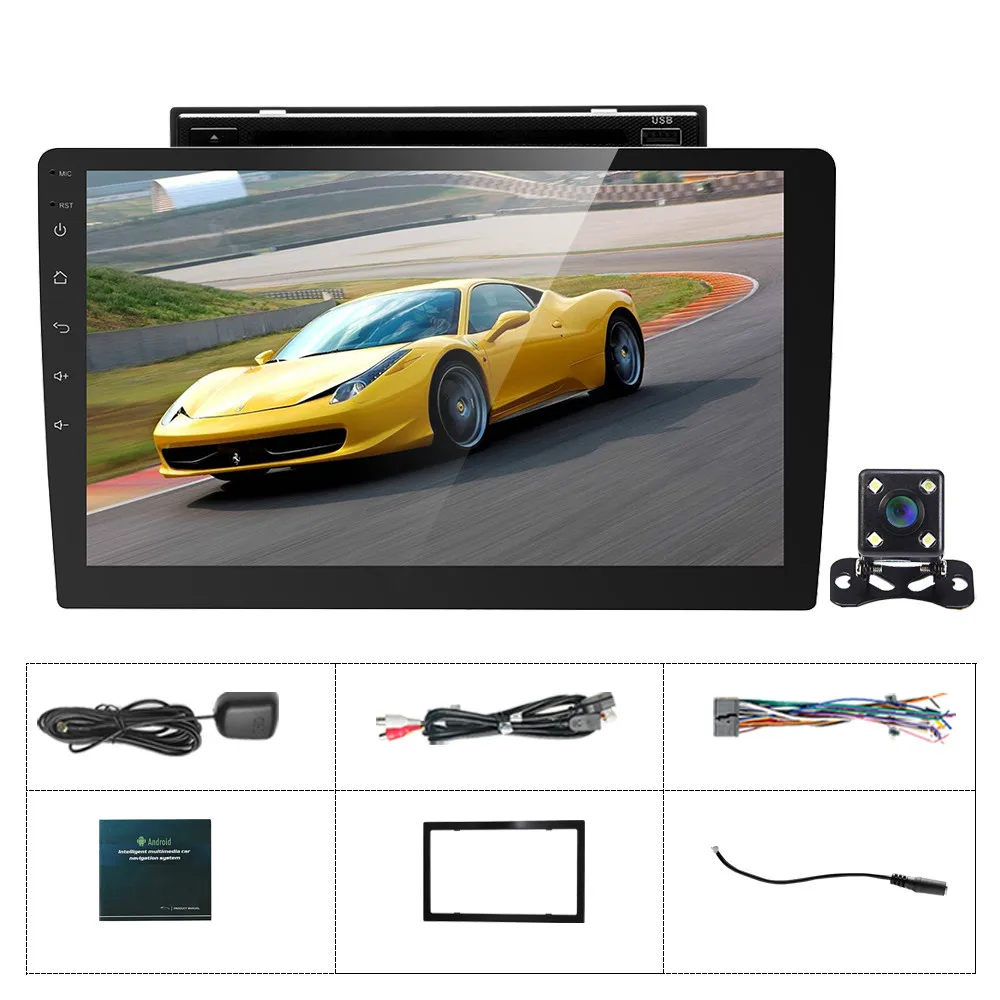 With 4 LED Camera Hikity 10," 2 din автомагнитола Android gps навигация Wifi Автомобильный мультимедийный dvd-плеер с зеркальной связью Поддержка камеры заднего вида - Цвет: With 4 LED Camera