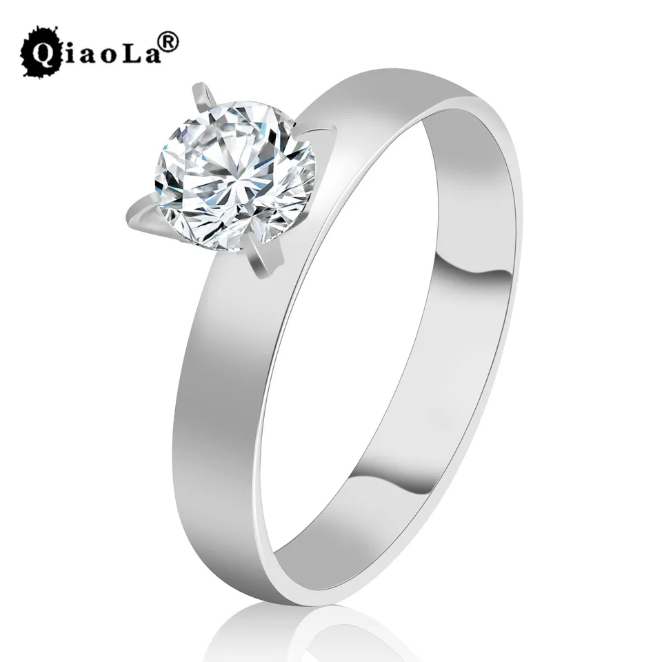 Кольцо женское блестящее из нержавеющей стали с фианитом|Кольца для помолвки| |