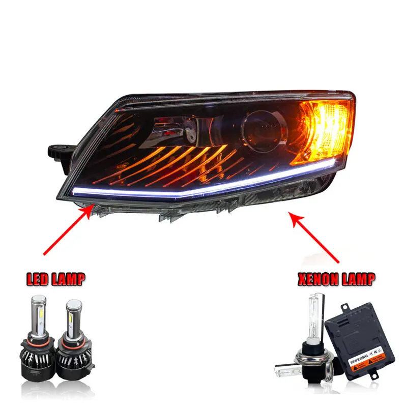 LED HighBeam 2 шт. светодиодный головной светильник s для Skoda Octavia Автомобильный светодиодный светильник s двойной ксеноновый Объектив Автомобильные аксессуары дневные ходовые огни противотуманный светильник - Цвет: LED HighBeam
