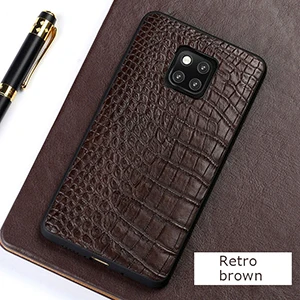 Коричневый Чехол для телефона из натуральной крокодиловой кожи для huawei mate 20 Pro mate 30 P20 P30 Pro Lite чехол для Honor V20 9X 20i 20 Pro 8x роскошный - Цвет: Коричневый