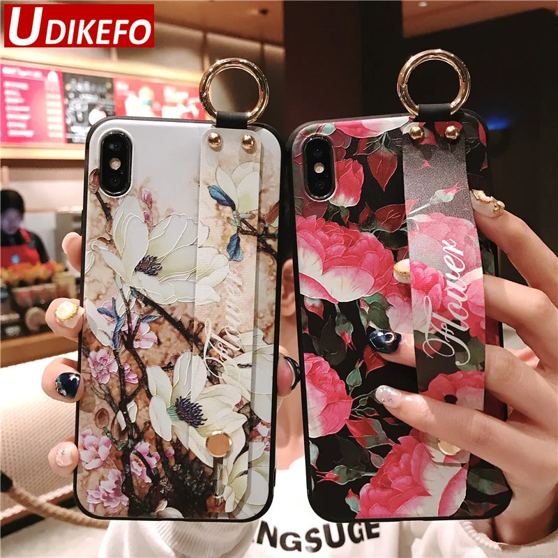 UDKEFO чехлы для телефонов с ремешком на запястье Huawei P30 P20 Pro Lite Мягкий чехол из ТПУ P10