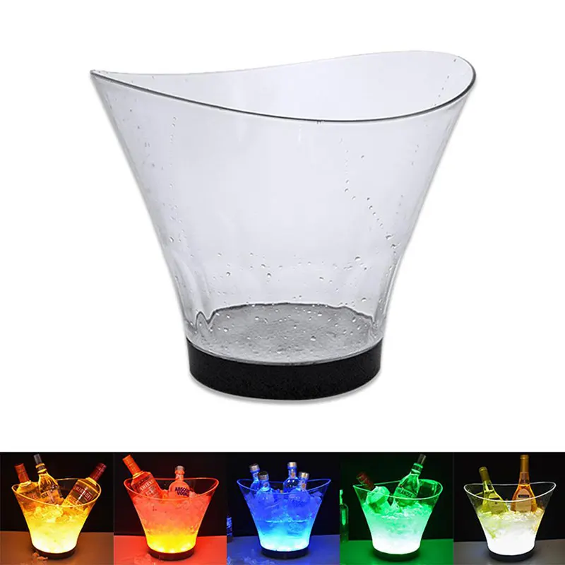 Multicolor 6л светящийся светодиод для ведерка для льда многоцветный шампанское вино для пива напитков охлаждающий контейнер летняя кухня для бара вечеринок вина охладитель инструмент - Цвет: Multicolor