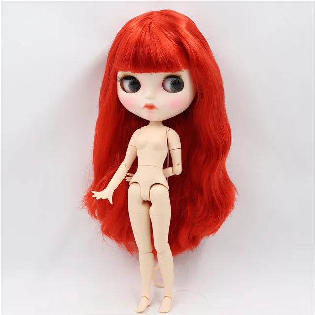 naked doll Ледяная фабрика blyth кукла 1/6 bjd белая кожа сустава тела прямые красные волосы, новое матовое лицо индивидуальные лицо BL0115 - Цвет: naked doll