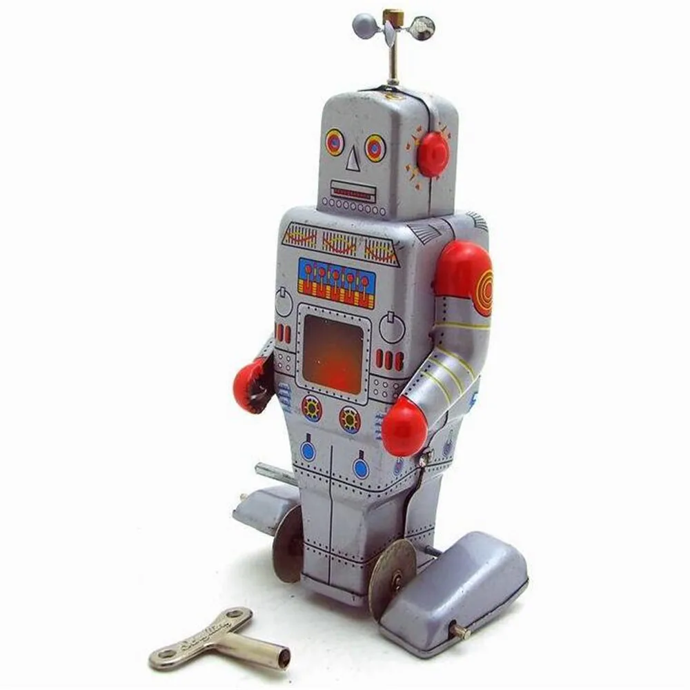 Классические оловянные заводные игрушки модель робота ветрозащитная оловянная