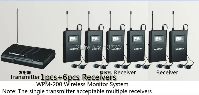2017 UHF Беспроводной в ухо Стадия мониторы Системы TAKSTAR монитор 6 приемники + 1